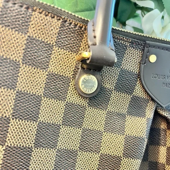 LOUIS VUITTON Damier Ebene Siena Tote & Matching Wallet Set Women's Purse - Picture 12 of 17